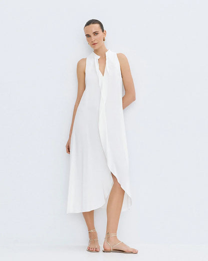 63-3321 Sleeveless Dress with Ruffles - Brown Loft