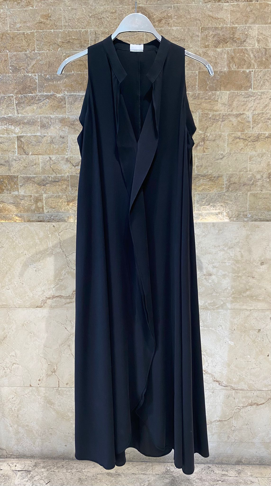 63-3321 Sleeveless Dress with Ruffles - Brown Loft