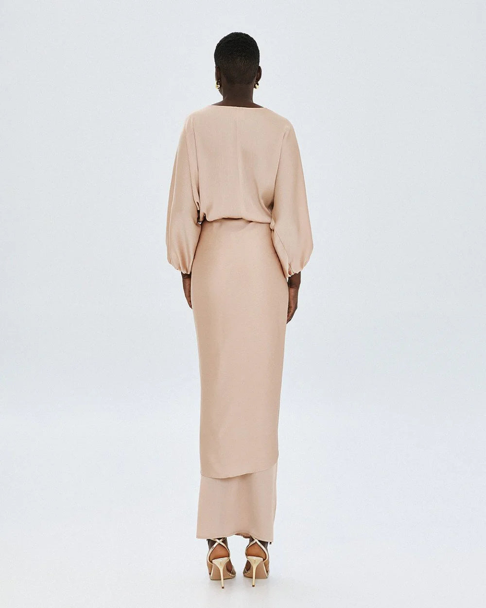 63-3379 Long Wrap Tie Dress - Brown Loft