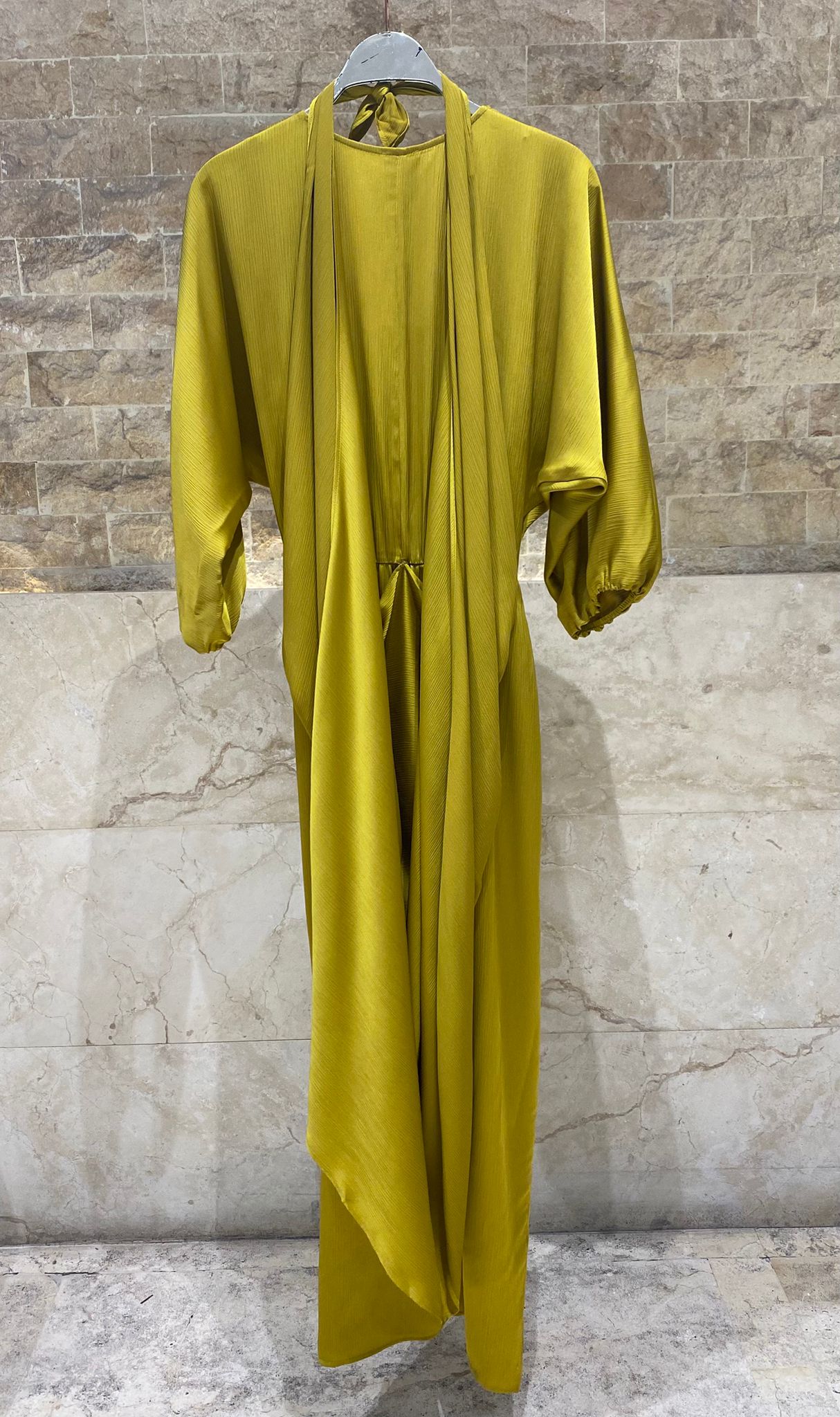 63-3379 Long Wrap Tie Dress - Brown Loft