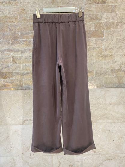 63-2121/5046 V Neck Top and Pleated Pants - Brown Loft