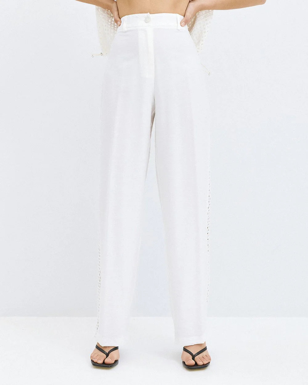 63-5058 Pants with Crochet Details - Brown Loft