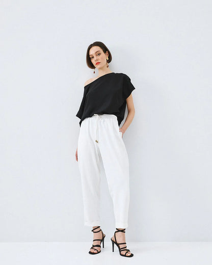 63-5101 Elasticated Pants with Turn-up Cuffs - Brown Loft