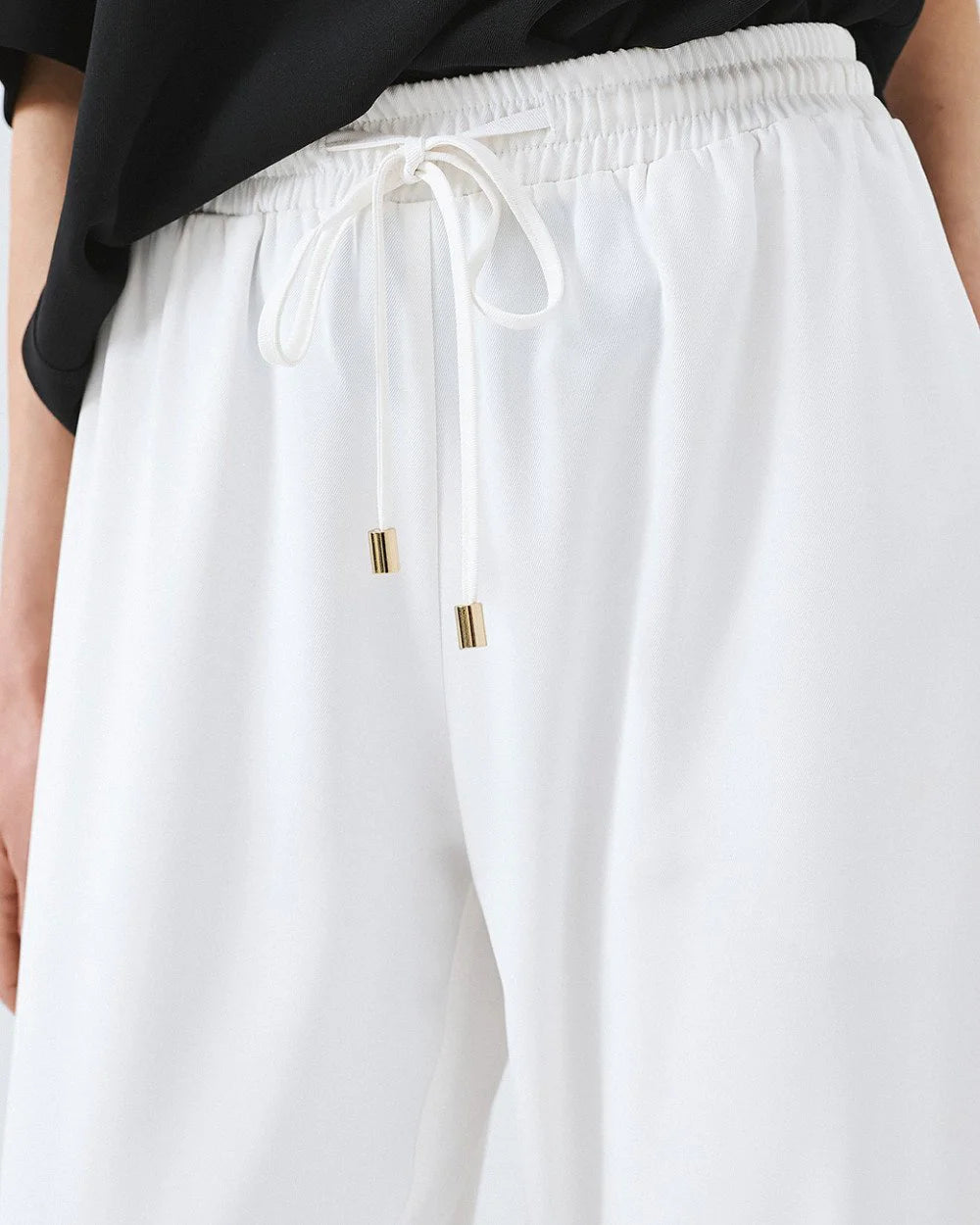 63-5101 Elasticated Pants with Turn-up Cuffs - Brown Loft