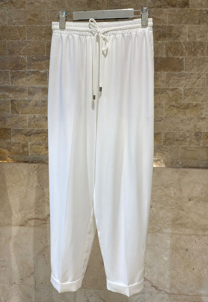 63-5101 Elasticated Pants with Turn-up Cuffs - Brown Loft