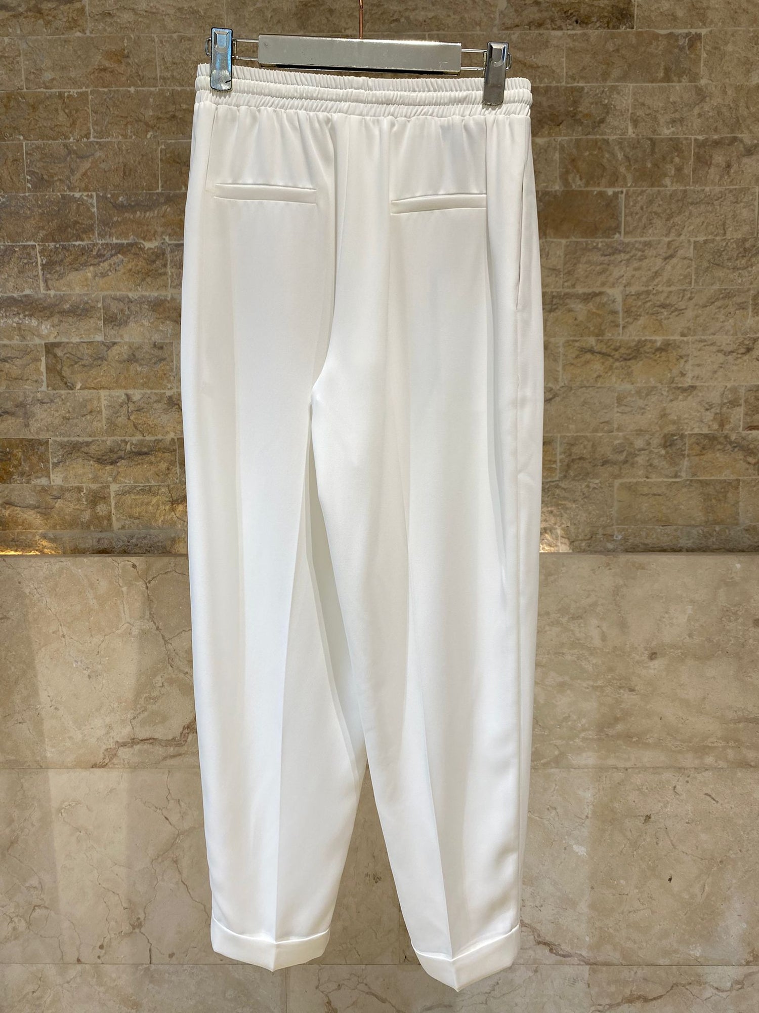63-5101 Elasticated Pants with Turn-up Cuffs - Brown Loft