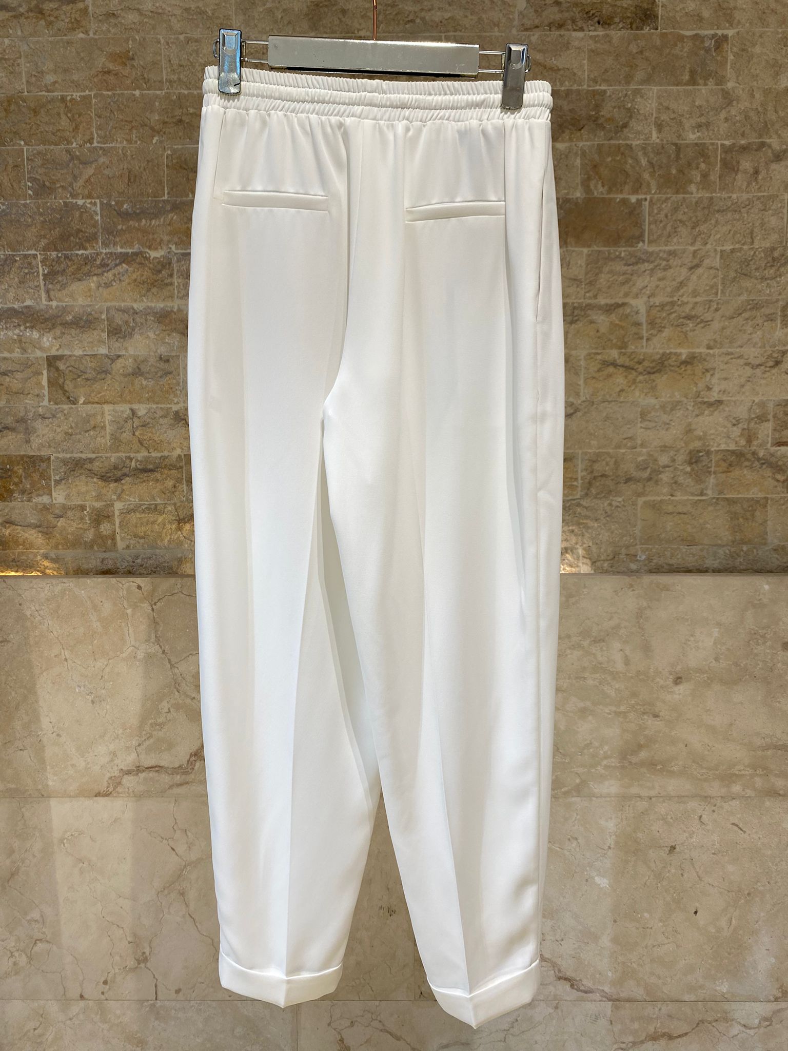 63-5101 Elasticated Pants with Turn-up Cuffs - Brown Loft