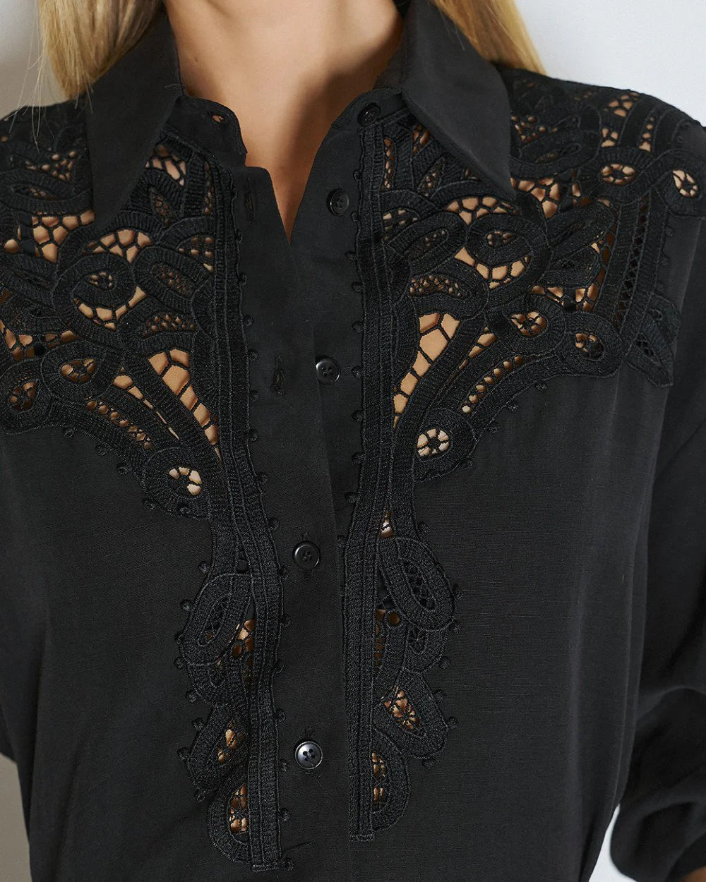 63-7019 Shirt with Lace Details