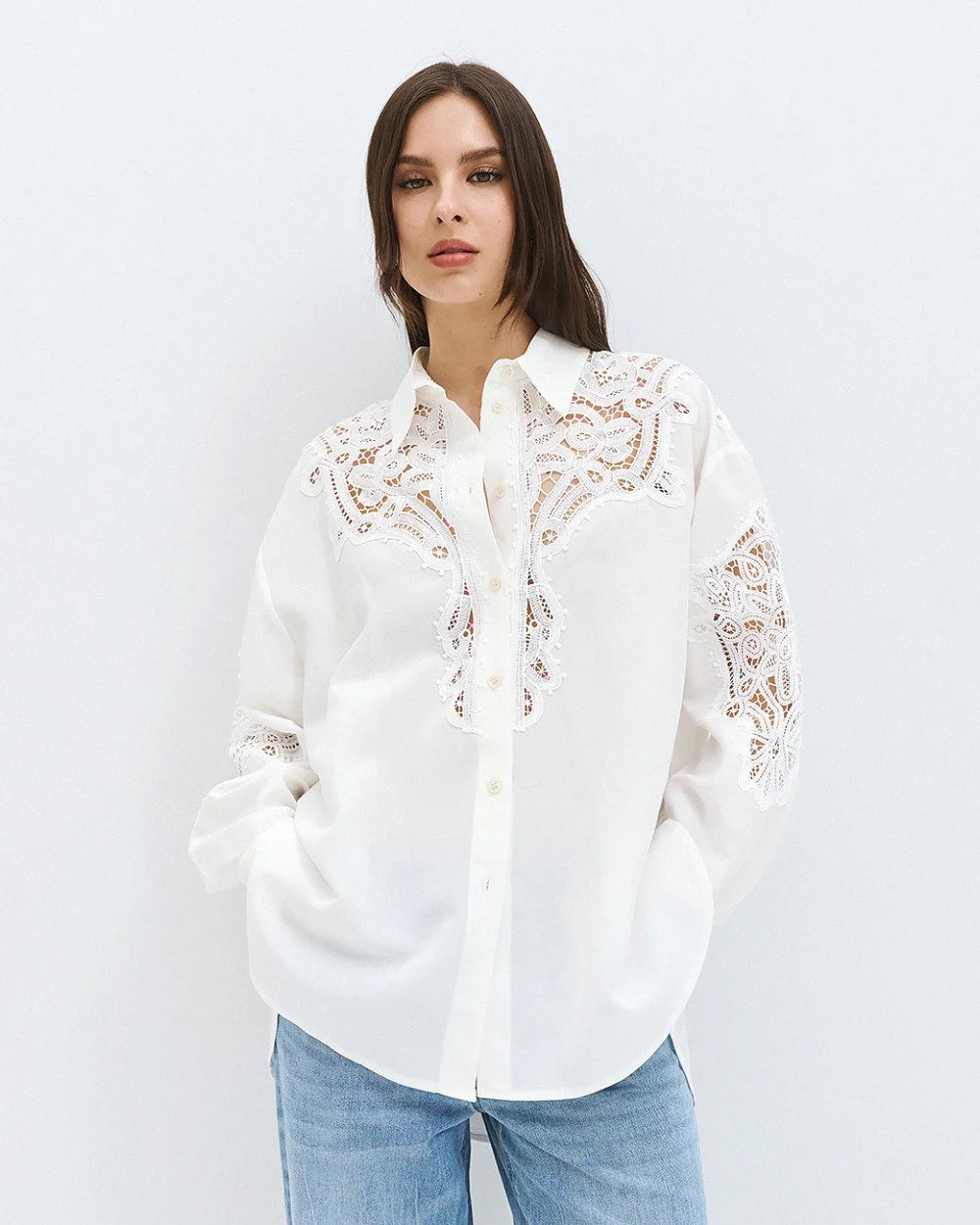 63-7019 Shirt with Lace Details