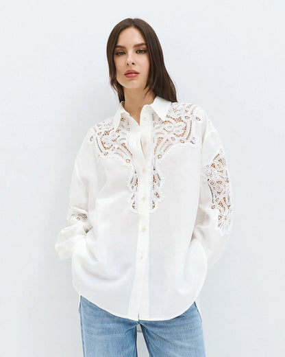 63-7019 Shirt with Lace Details