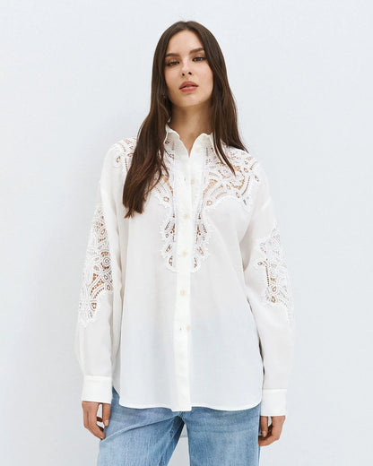 63-7019 Shirt with Lace Details