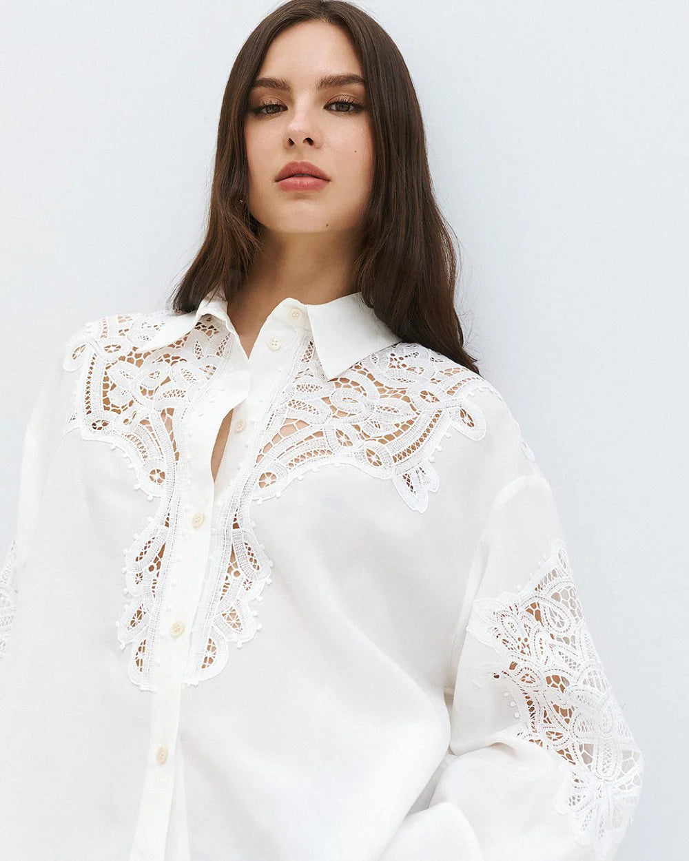 63-7019 Shirt with Lace Details
