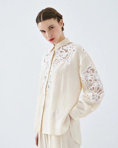 63-7019 Shirt with Lace Details