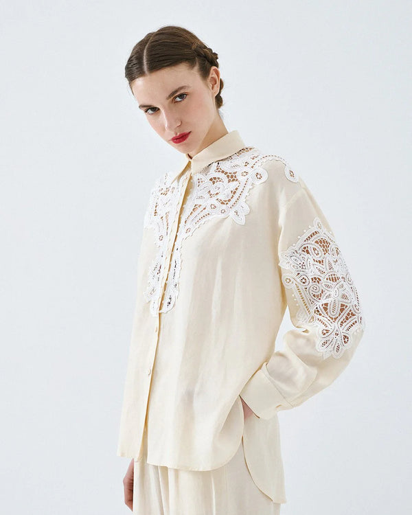 63-7019 Shirt with Lace Details