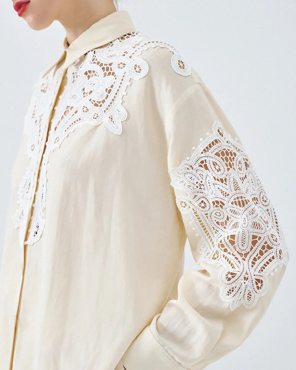 63-7019 Shirt with Lace Details