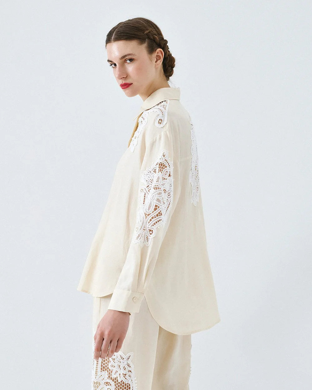 63-7019 Shirt with Lace Details
