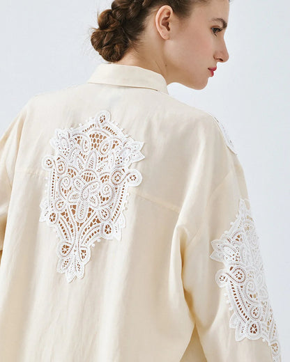 63-7019 Shirt with Lace Details
