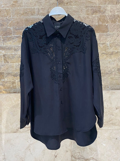 63-7019 Shirt with Lace Details