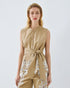 63-7054 Sleeveless Shirt with Embroidery - Brown Loft