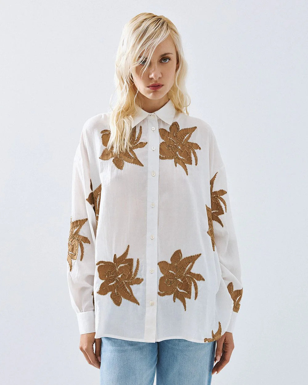 63-8008 Embroidered Shirt - Brown Loft
