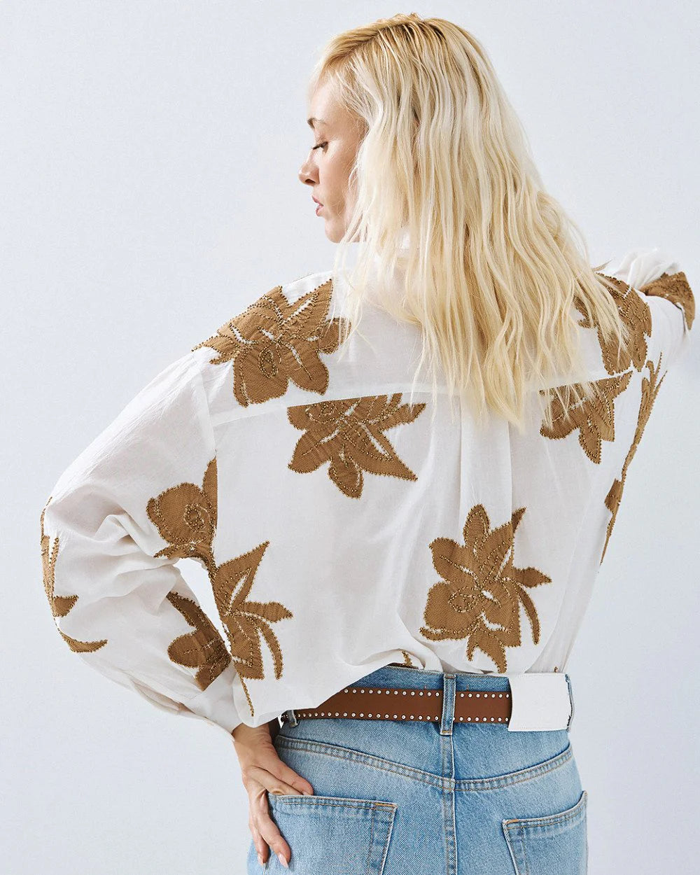 63-8008 Embroidered Shirt - Brown Loft