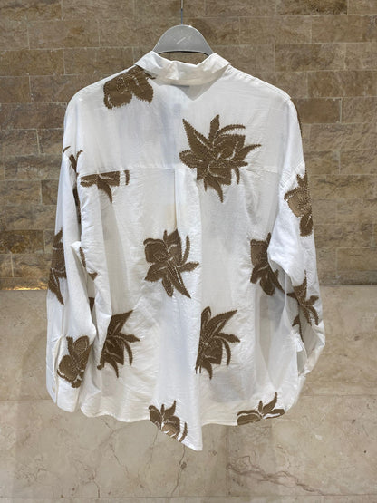 63-8008 Embroidered Shirt - Brown Loft