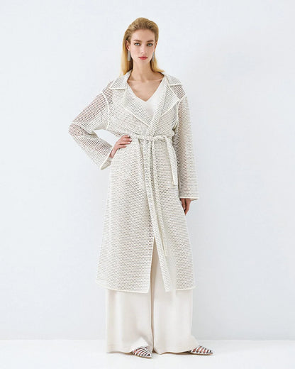 63-9002 Perforated Knit Coat - Brown Loft