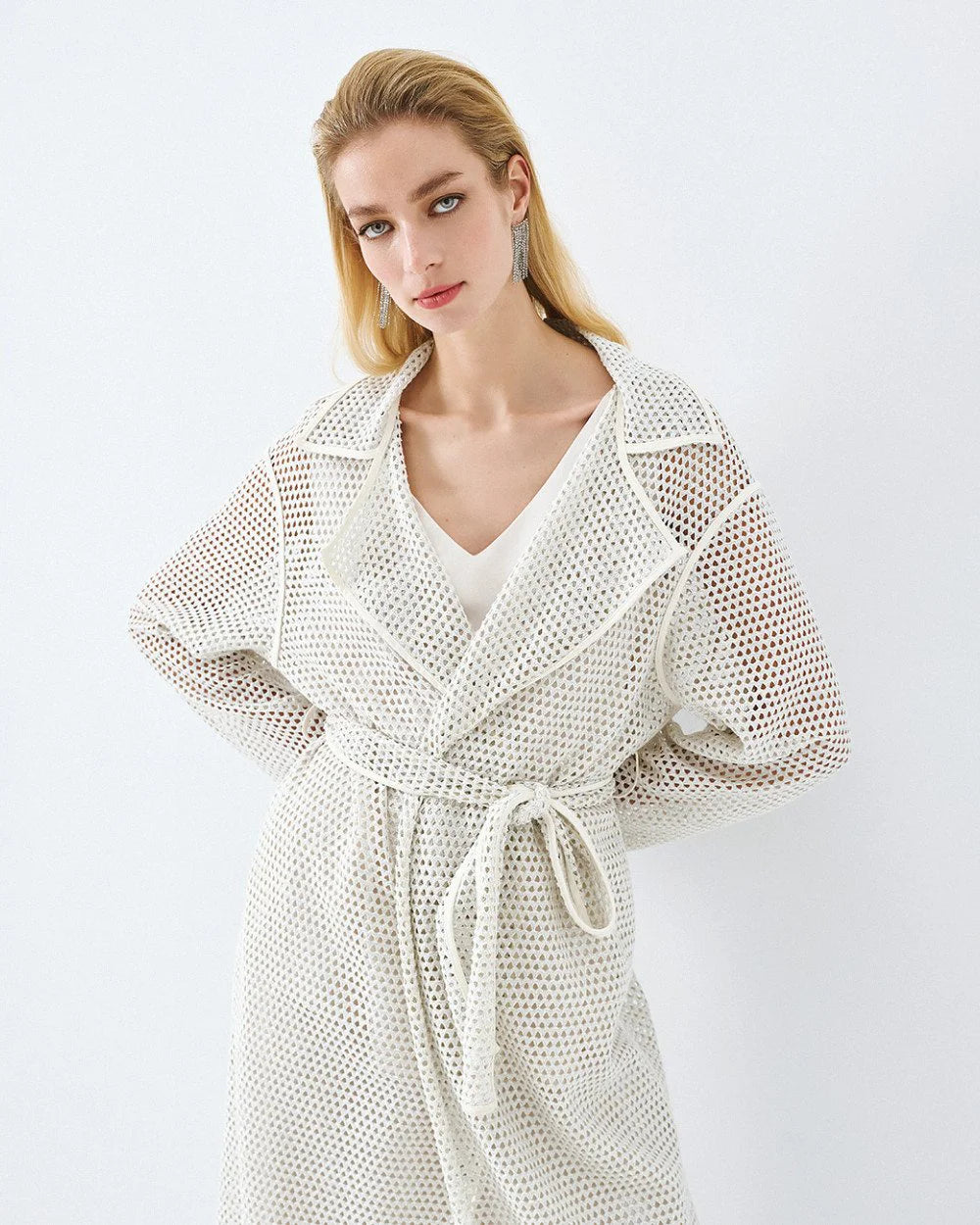 63-9002 Perforated Knit Coat - Brown Loft