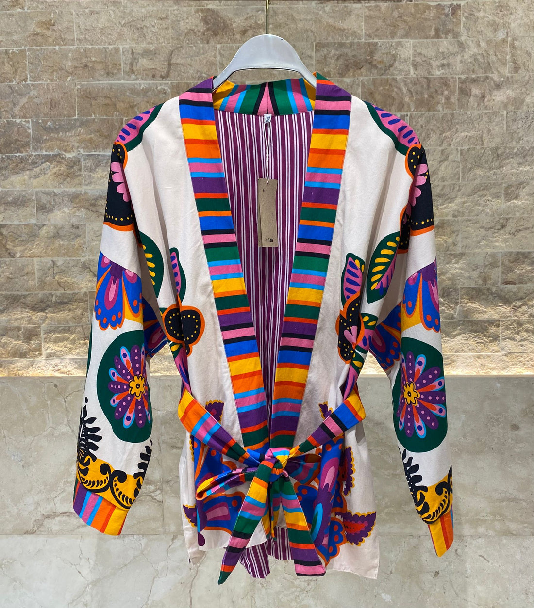 67058-1300 Retro Inspired Belted Kimono
