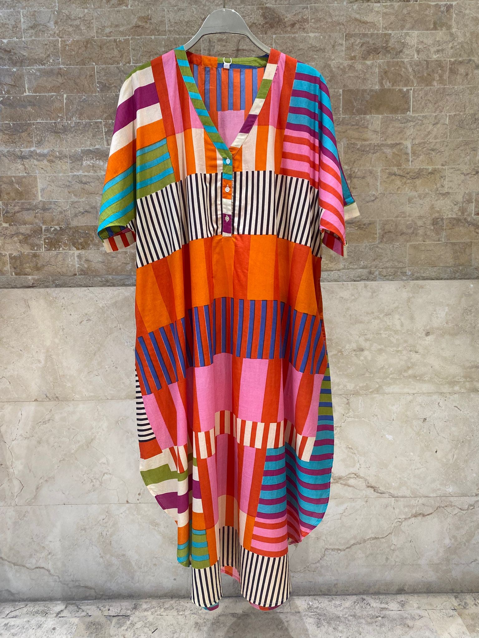 Multicolor Geometric Printed Dress 67916-1355