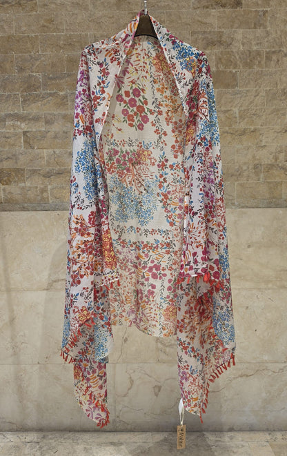 67926-1303 Lightweight Floral Scarf with tassel