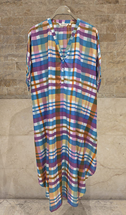 67955-0421 Multicolored Plaid Print Tunic Dress