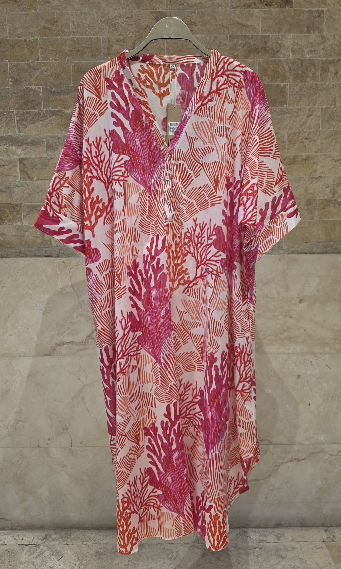 67983-0450 Tropical Coral Print Tunic Dress