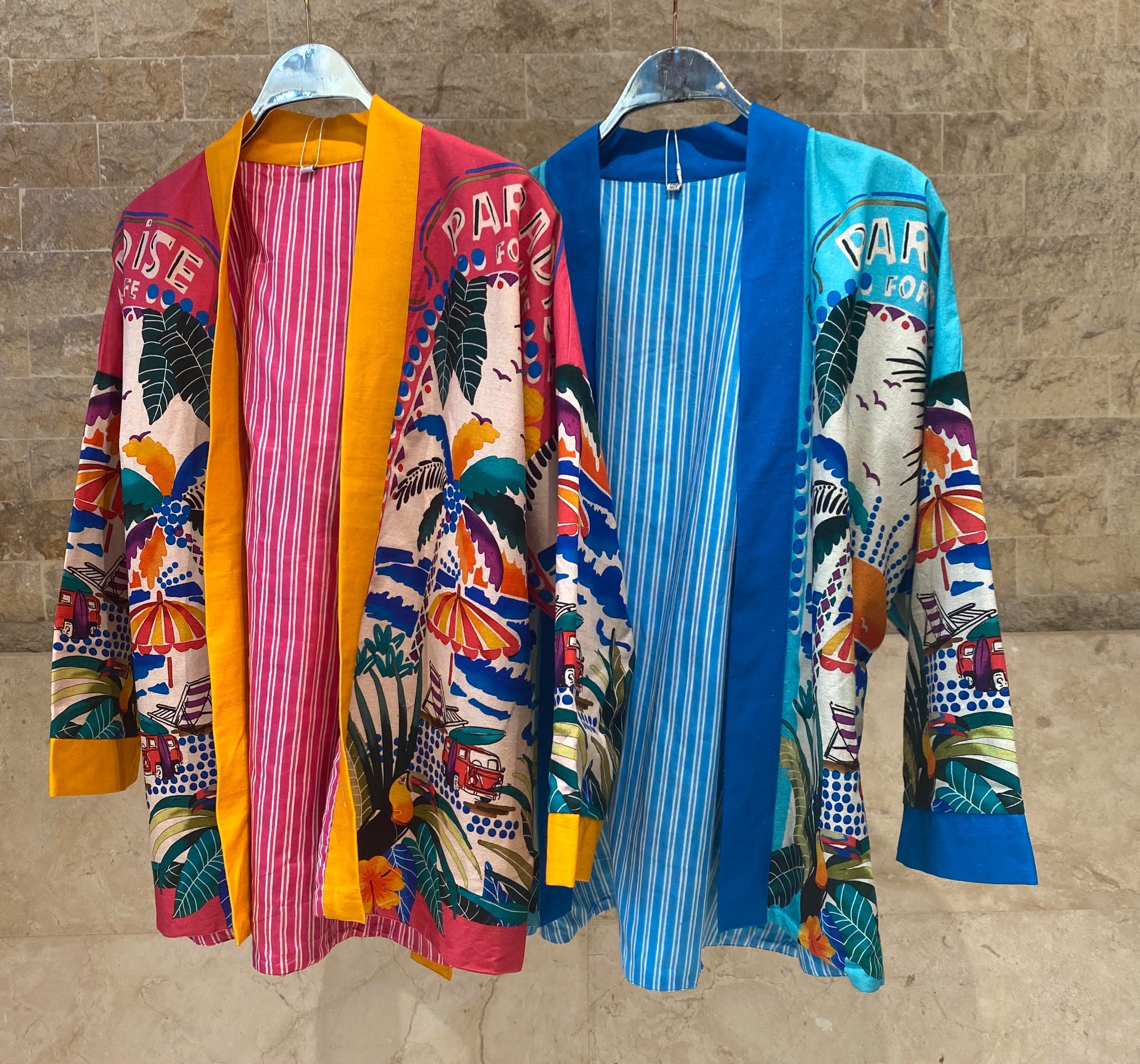 67995 Paradise Printed Belted Kimono كيمونو بحزام مطبوع عليه نقشة الجنة
