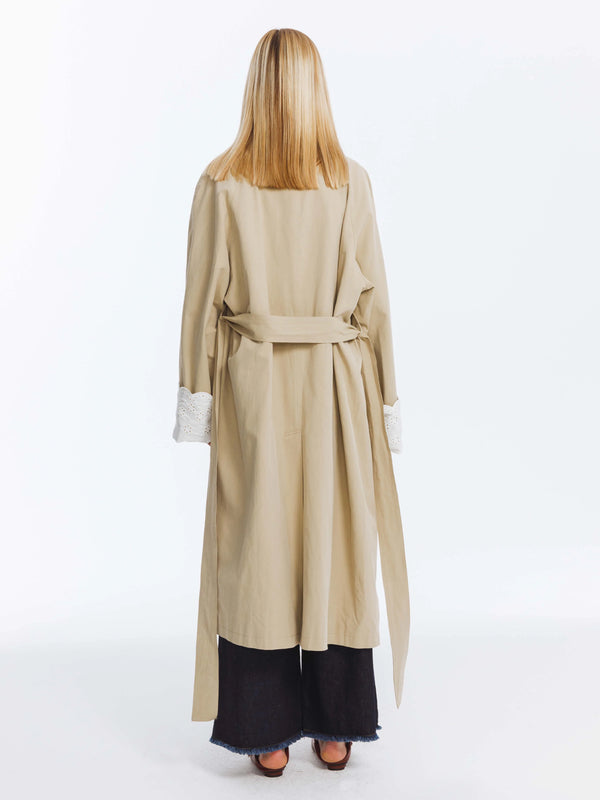 COBDC6001 Oversized Thin Belted Trench Coat المتضخم رقيقة مربوط معطفا