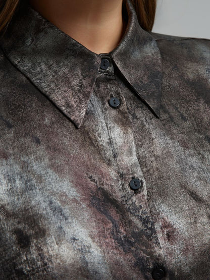 Printed Satin Shirt &amp; Wide-Leg Trousers Set 8601.3059/2079