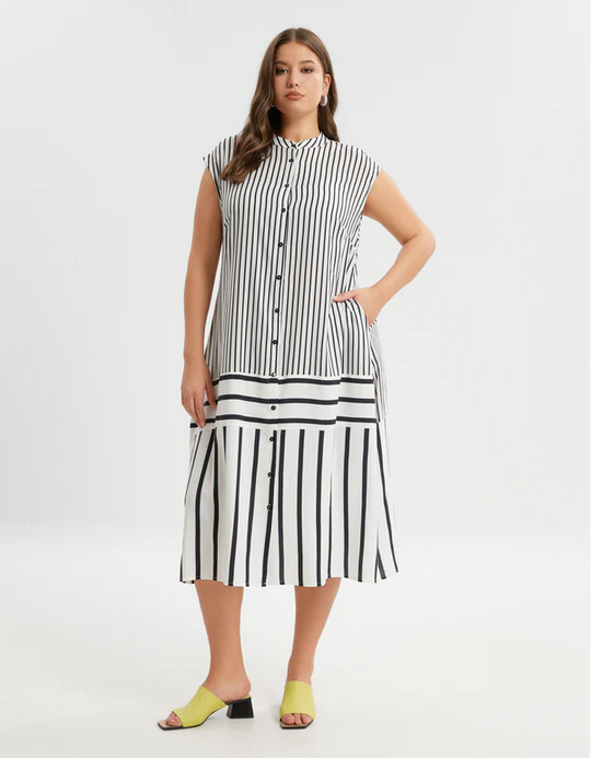 Long Striped Sleeveless Dress - 8301.7084