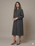 26S-5058 Stand Collared Long Coat Dress - Brown Loft