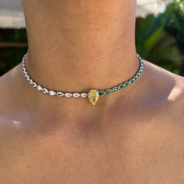 Yellow Pear Multicolor Choker قلادة الكمثرى الصفراء متعددة الألوان