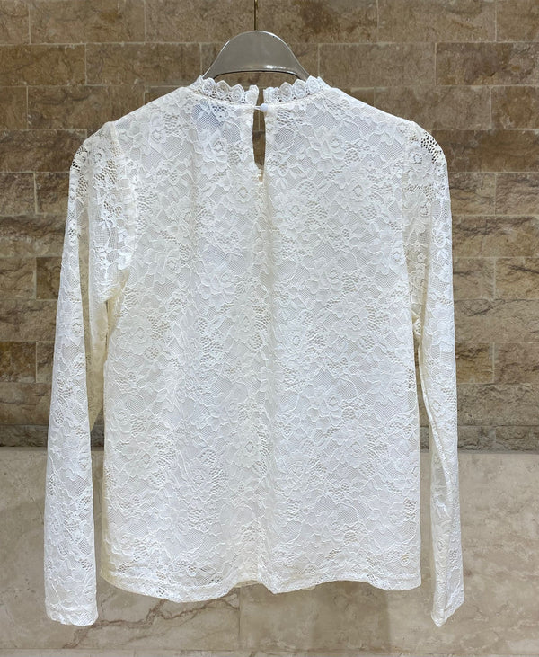 80971-1 Sheer Floral Lace Top بلوزة دانتيل زهري شفافة