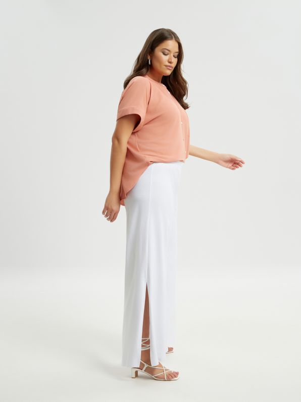 High Waist Wide Leg Cotton Pants - 8301.2070 - Brown Loft