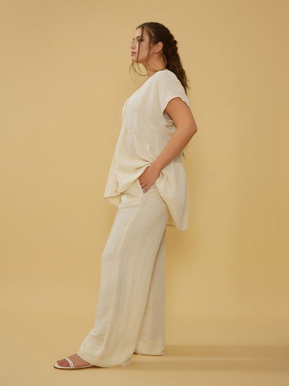 8301.2087 High Waist Wide Leg Linen Pants - Brown Loft