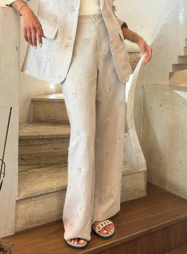 Adelie Embroidered Linen Pants