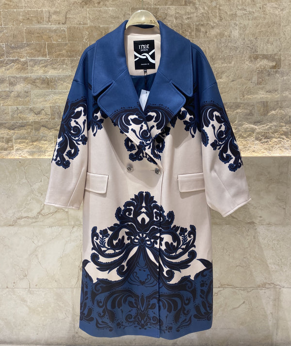 8401.4058 Ornamental Patterned Oversized Midi Length Coat معطف متوسط الطول كبير الحجم بنقوش مزخرفة