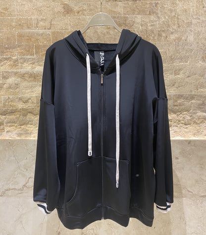 8401.4046 Zippered Hoodie Oversized Jacket - Brown Loft