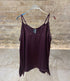 8401.1046 Lace Trimmed Satin Cami Top - Brown Loft