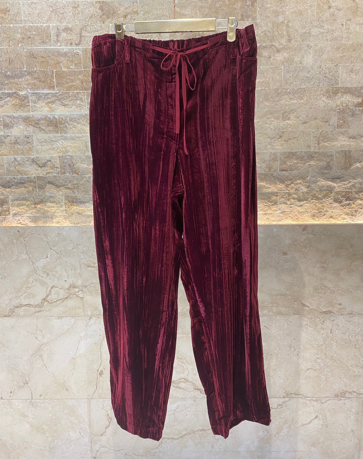 8401.2062 Wide Leg Crushed Velvet Jogger Pants - Brown Loft