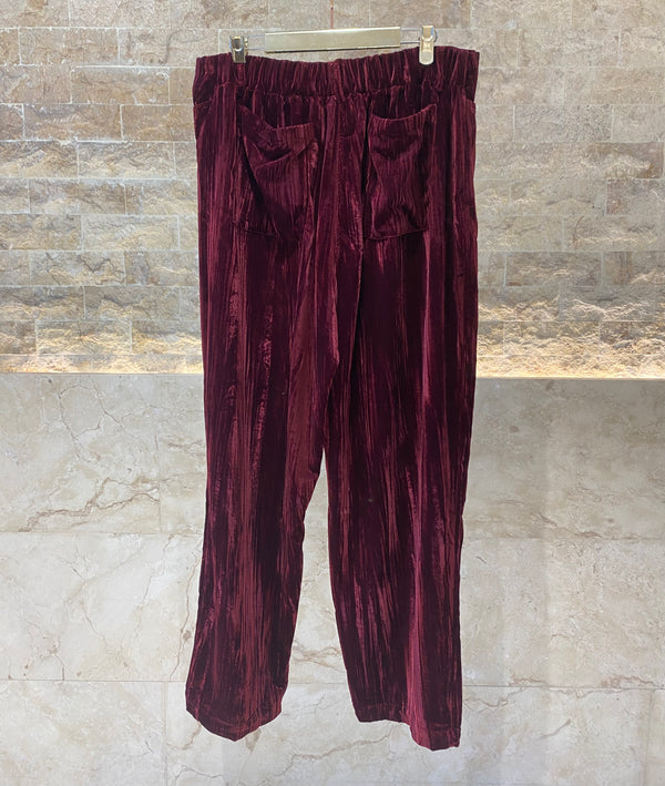 8401.2062 Wide Leg Crushed Velvet Jogger Pants بنطال رياضي واسع الساق من المخمل الممزق