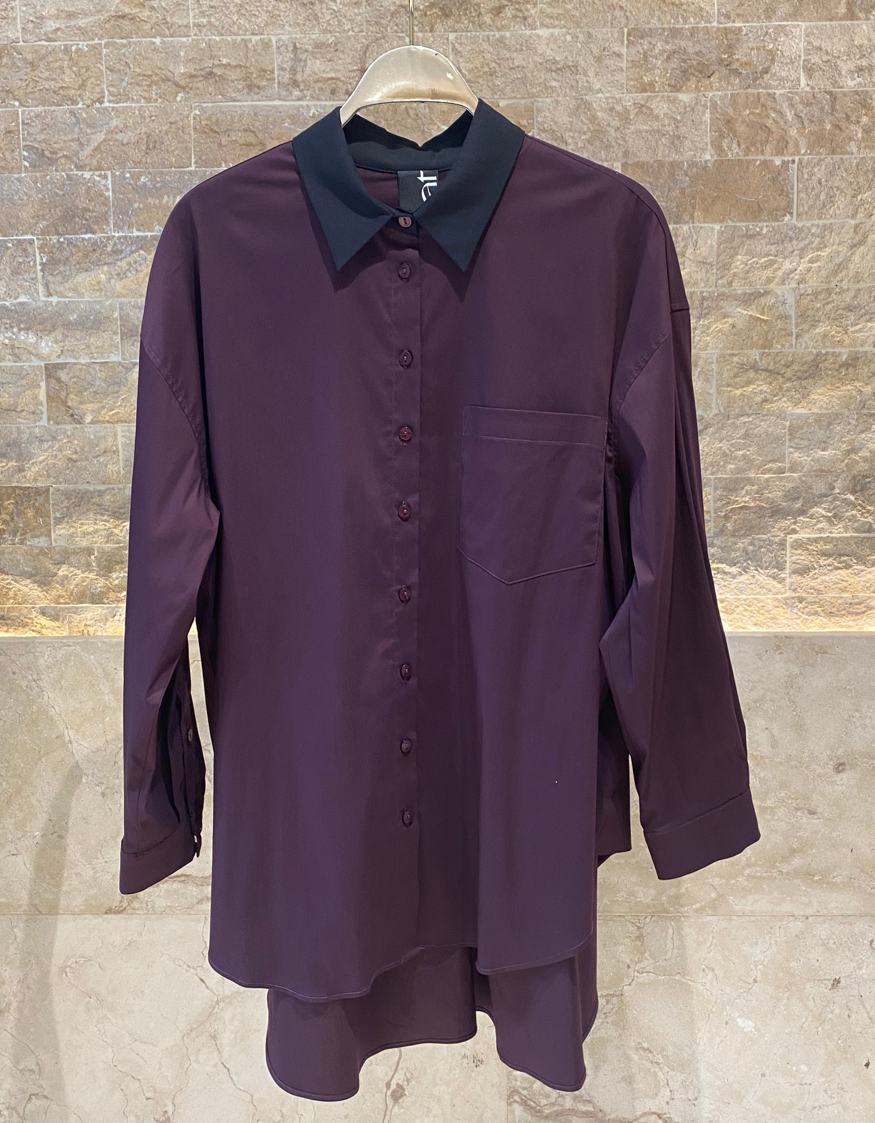 8401.3013 Long Back Oversized Shirt - Brown Loft