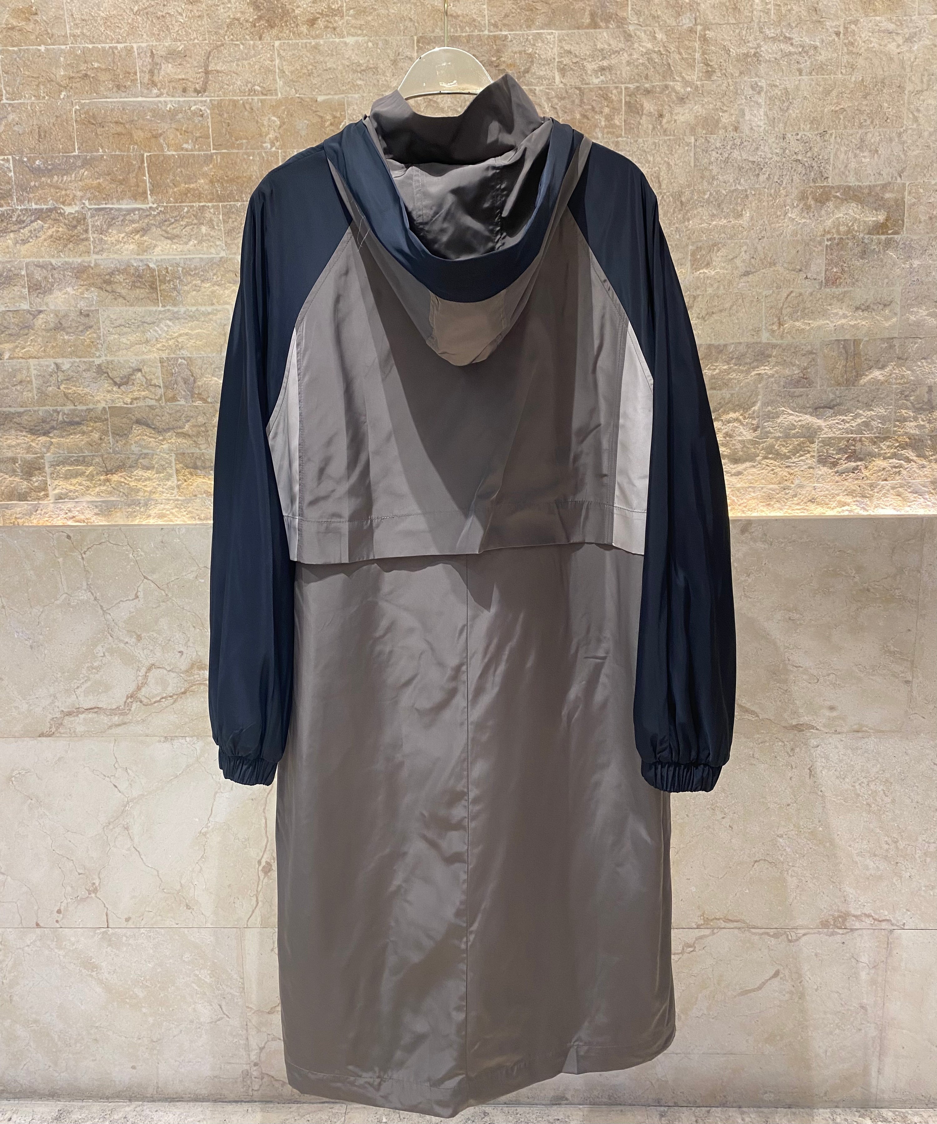 8401.4032 Hoodie Long Taffeta Oversized Jacket - Brown Loft
